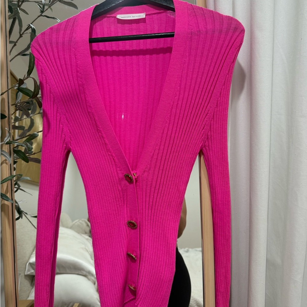 Madison Maison Vibrant Pink Ribbed Sweater